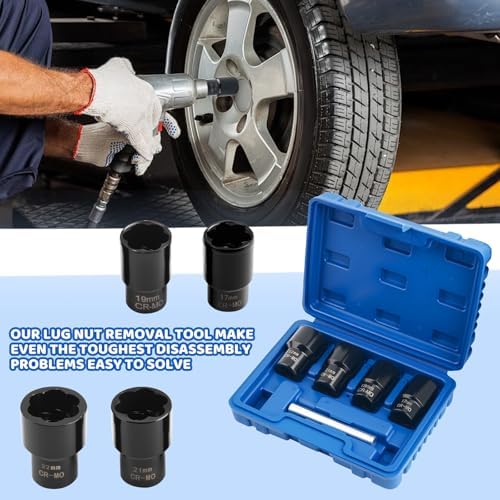 5PCS Locking Lug Nut Removal Tool, 17-22mm Wheel Lock Removal Kit - Image 7