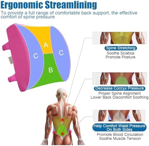 Lumbar Pillow for Chair and Car, Back Support for Office, Memory Foam Cushion - Image 5