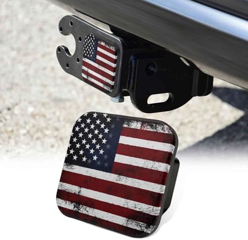 Retro American Flag Tow Hitch Covers Heavy Duty Rubber Trailer Hitch Cover 2" by Unknown
