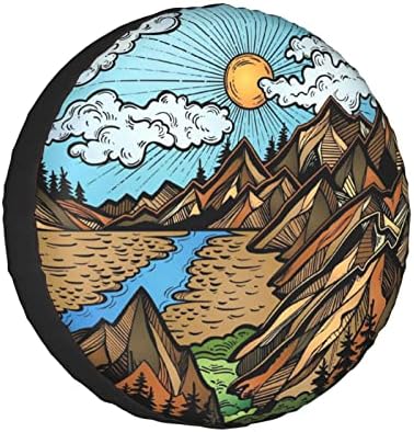 Mountain is Calling Vintage Spare Tire Cover Weatherproof Wheel Protectors by Gwomo