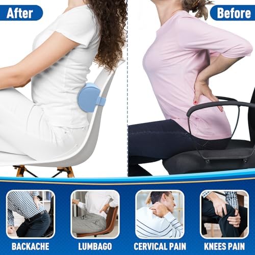 CushZone Memory Foam Lumbar Roll Support Pillow, Light Blue - Image 5