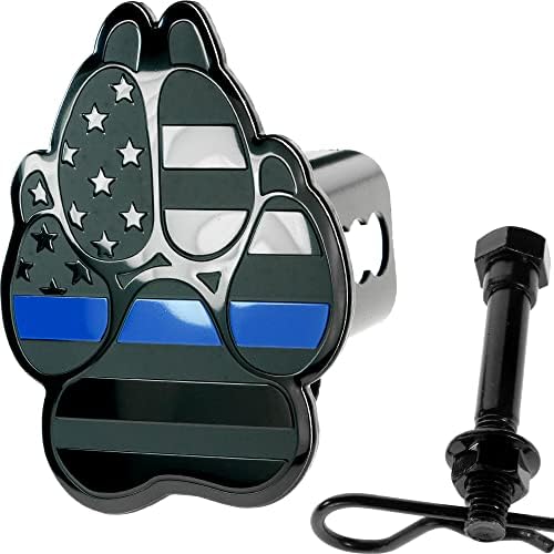 K9 Dog Paw Print Black Flag Metal Hitch Cover by AutoAccessores