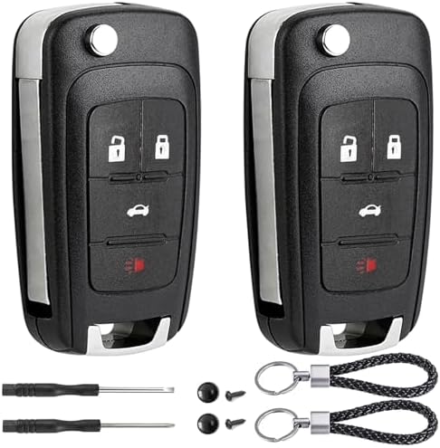 2 Pack Flip Key Fob Case Shell Replacement 4 Button by JJCHQ