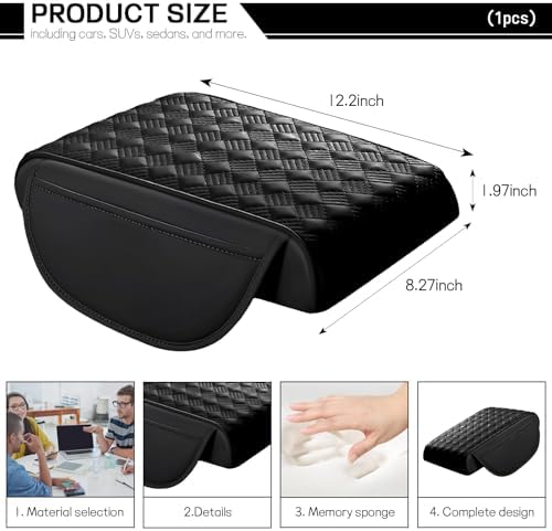 Car Armrest Cushion, 12.2"x8.3" Memory Foam Console Pad - Image 2