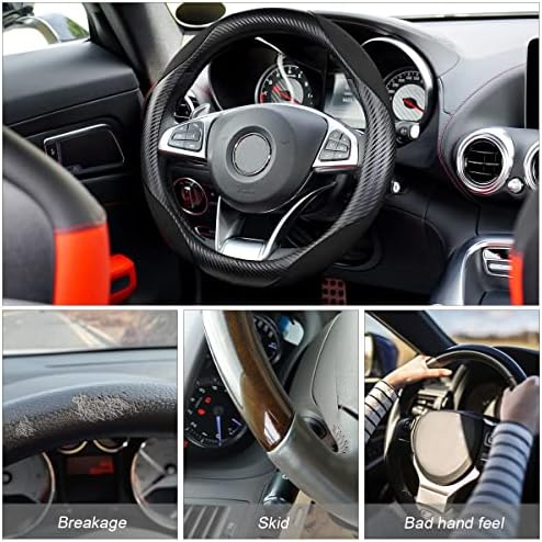 Moly Magnolia 15 Inch Car Steering Wheel Cover, Carbon Black - Image 2