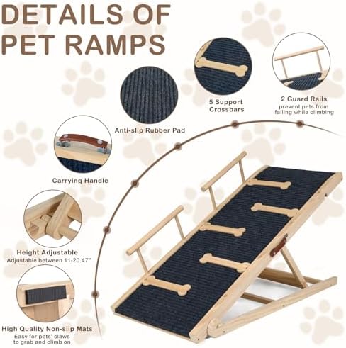 Dog Ramp for Bed, Adjustable Small to Large Dog Ramp for Couch - Image 3