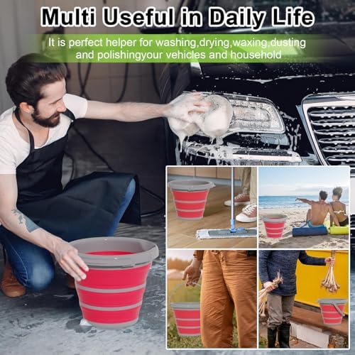 Collapsible Wash Bucket with Microfiber Mitt, 10L Portable Collapsiblle Bucket - Image 2