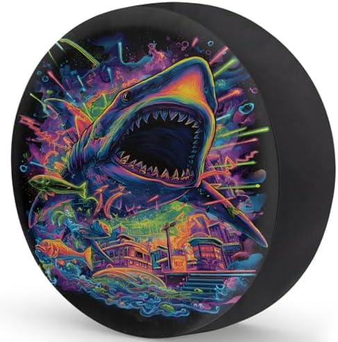Colorful Shark Spare Tire Cover Dust-Proof Wheel Protector - Image 2
