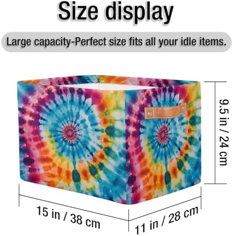 AUUXVA Storage Basket Abstract Swirl Tie Dye Pattern Storage Cube Box Durable - Image 4