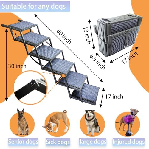 Dog Ramp for Car Truck and SUV Dog Stairs for Large Dogs Folding Pet Stairs - Image 6