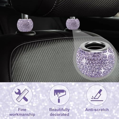 BFXM 4 Pcs Car Headrest Collars, Bling Head Rest Collars Rings Decoration - Image 3