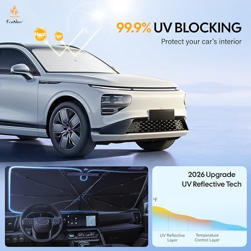 EcoNour Windshields Sun Shade for Car, window Foldable Sun Shield Tint - Image 3