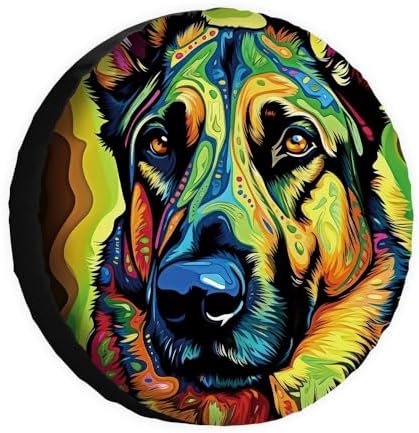 Colorful German Shepherd Dog Spare Tire Cover Pet Animal Wheel Protectors by GUGLILI
