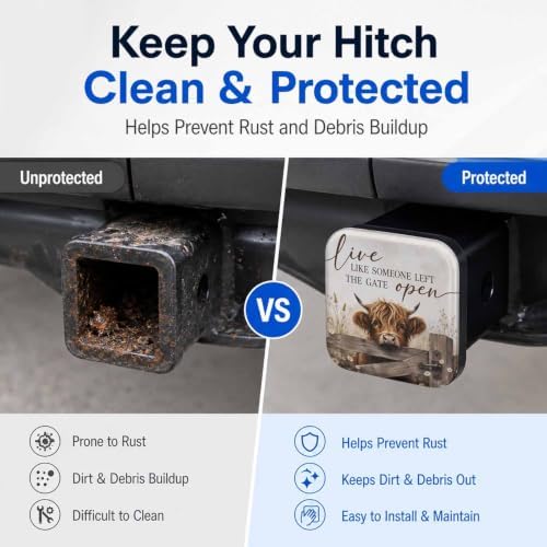 Hitch Cover Receiver Tube Hitch Plug Farm Highland Cow, Tool-Free Install Tow - Image 5