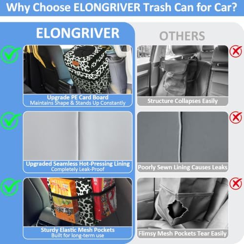 ELONGRIVER Leak Proof Car Trash Can - Image 5