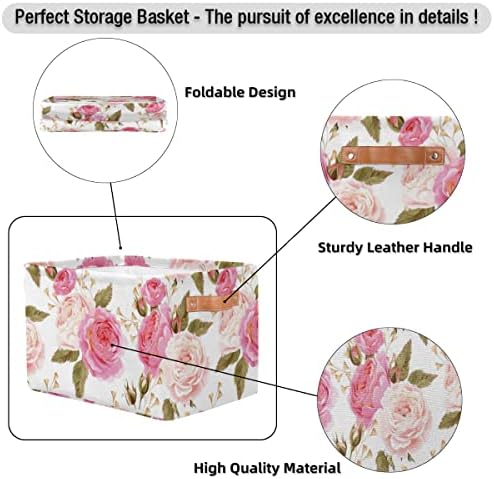 Pardick 2Pack Floral Flower Rose Large Collapsible Storage Bins - Image 3