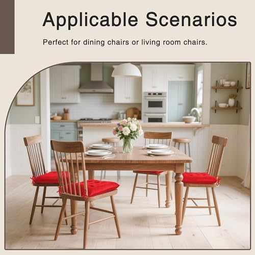 OVOV 4 Pack Chair Cushions for Dining Chairs 15.5"x15.5" Red - Image 5