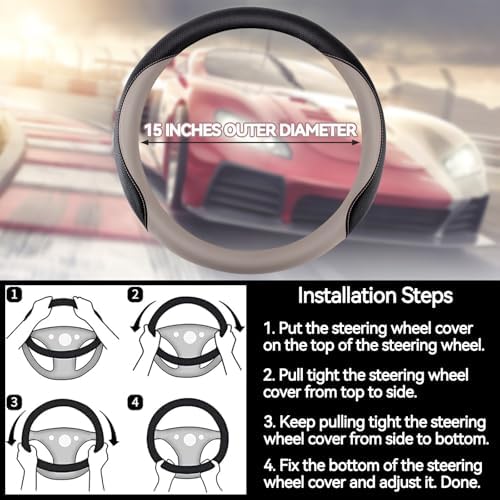 Car Steering Wheel Cover, Non-Slip Leather Protector - Image 7