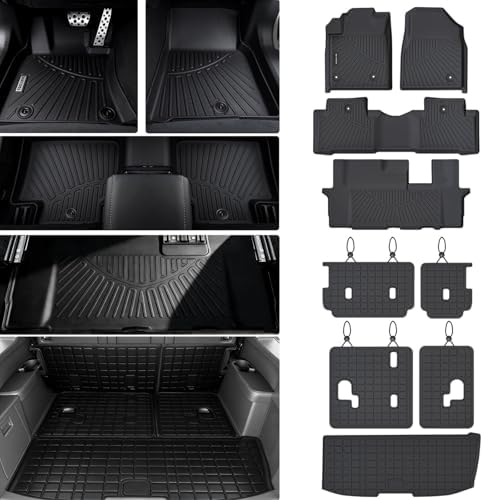 All Weather Floor Mats for Honda Pilot 2009 2010 2011 2012 2013 2014 2015 TPE by WAYIDSS