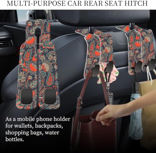 PU Leather Car Seat Hook, Storage Headrest Hanger, Cute Car Backseat Organizer - Image 3