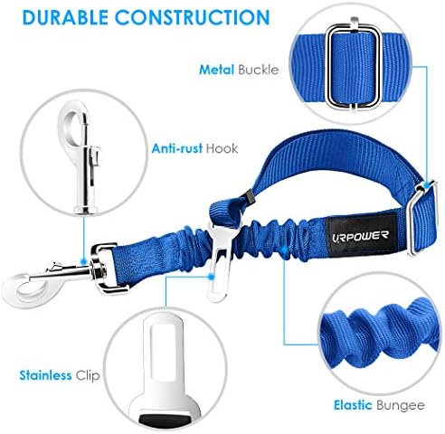 URPOWER 2 Pack Dog Seat Belt, Retractable Dog Car Harness Adjustable Pet Safety - Image 2