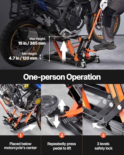 VEVOR Hydraulic Motorcycle Lift Jack 1500 LBS Capacity ATV Scissor Lift Jack - Image 3