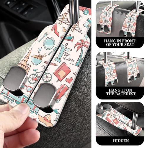 PU Leather Car Seat Hook, Storage Headrest Hanger, Cute Car Backseat Organizer - Image 2