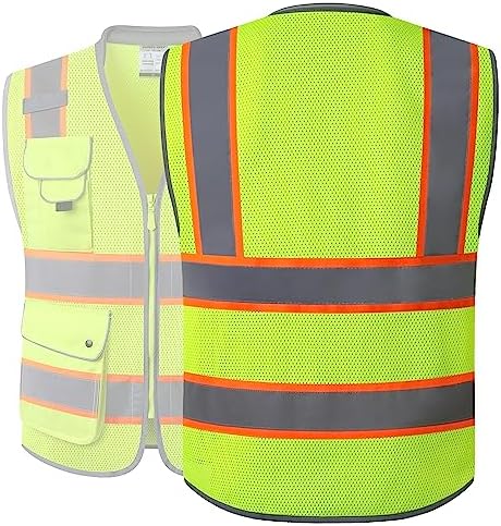 JKSafety Hi Vis Safety Vest for Men Women Cushioned Collar JK101 Yellow 2XL - Image 5