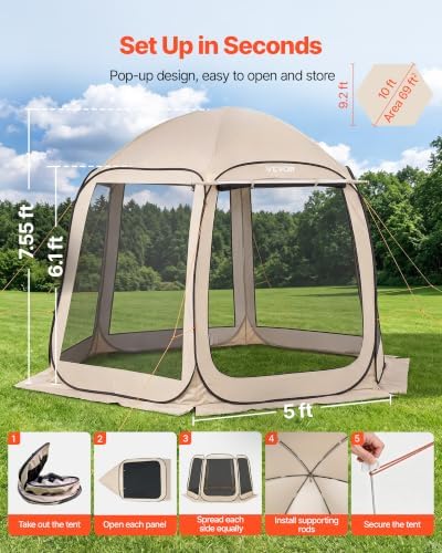 Pop Up Screen House Tent VEVOR 10 x 9.2 FT Pop-Up Screen Room - Image 2