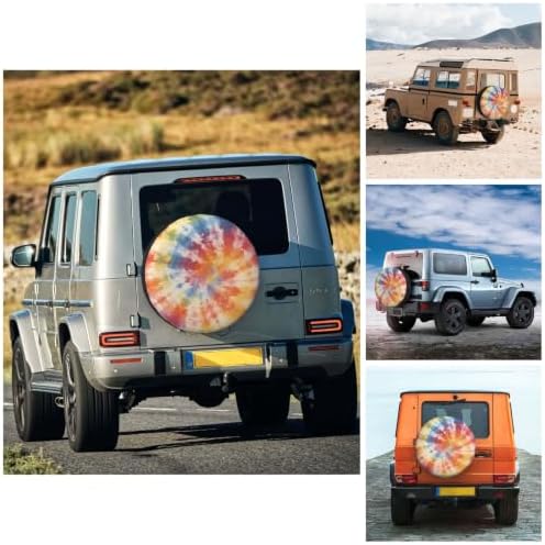 Tie Dye Spare Tire Cover Waterproof Wheel Cover 14 Inch Universal Fit - Image 4