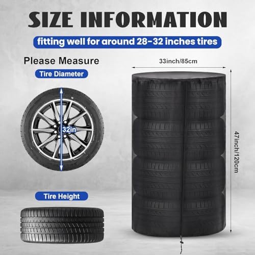 2 Pcs Tire Storage Bags 420d 33" Outdoor Waterproof Holds 4 Tires - Image 2