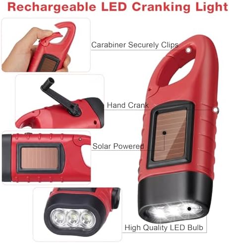Mudder 4 Pack Hand Crank Solar Flashlight LED Emergency - Image 3