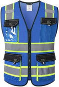 JKSafety Safety Vest for Men Women Hi Vis Reflective Vest JK220 Blue M by JKSafety