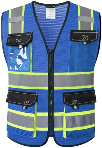 JKSafety Safety Vest for Men Women Hi Vis Reflective Vest JK220 Blue XL by JKSafety