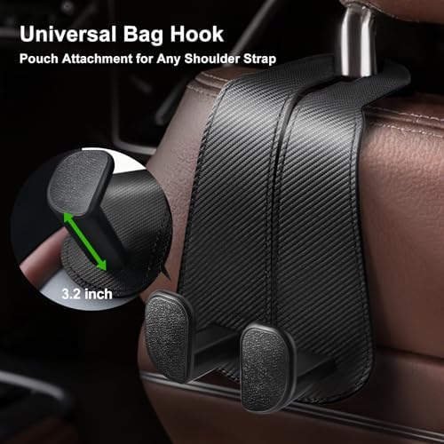 CoBak Extra Wide Car Seat Back Hooks, Premium Stitched Leather Headrest Hangers - Image 2