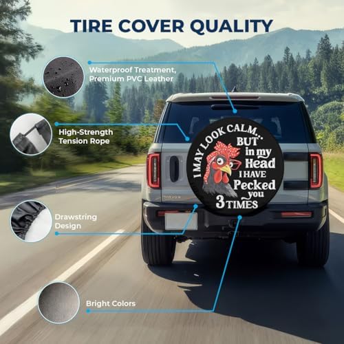GENANY Funny Chicken Quote Thick PVC Leather Spare Tire Cover Size 16 - Image 4