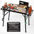 2.5 FT Picnic Table with 2 Wing Panels, Mesh Metal Folding Grill Table Height by Grovind