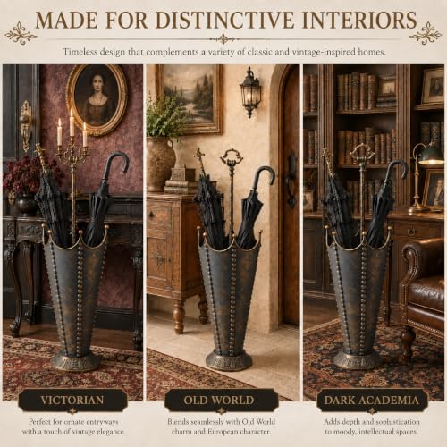 Vintage Umbrella Stand for Entryway, Metal Umbrella Holder - Image 7