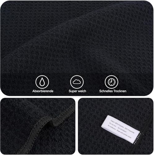 KinHwa Waffle Microfiber Dish Cloths Black Kitchen Towels, Washcloths - Image 4