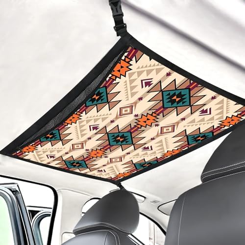 Aztec-Style Car Storage Mesh Organizer Ceiling Cargo Net Double-Layer by FREZORA