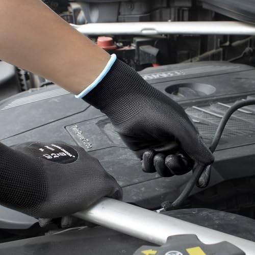 Kebada Safety Work Gloves for Men & Women, PU Coated, 12 Pairs - Image 5