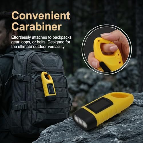 2Pcs Hand Crank Solar Powered Flashlight, Emergency Rechargeable - Image 3