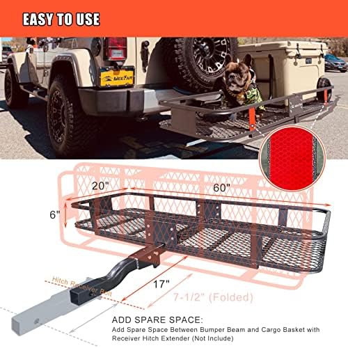 Hitch Mount Cargo Carrier Rack Basket 60"*20"*6"+Waterproof Bag 16 Cu.Ft. - Image 5