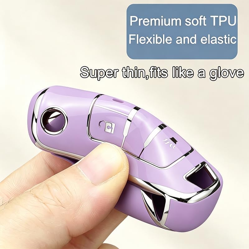 Key Fob Cover for Chevy with Keychain, Premium TPU for Buick GMC 3B-Purple - Image 5
