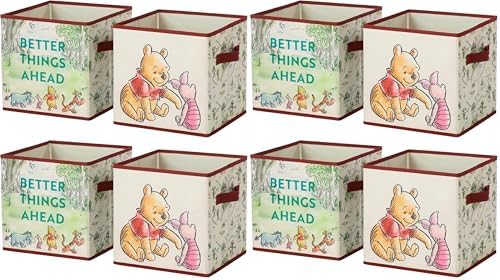 Disney Winnie the Pooh Storage Cubes, 10x10 Collapsible Cube Organizer Baskets by IdeaNuovaCharacterShop