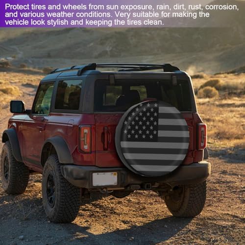 Car Spare Tire Cover, 14Inch Dustproof Waterproof American USA Flag Vehicle - Image 6