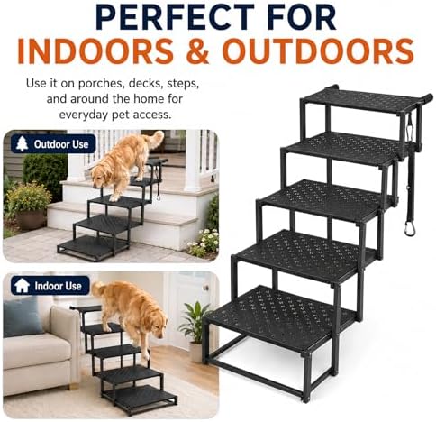 Collapsible Dog Steps for Car Truck SUV, 5-Steps Folding Dog Stairs - Image 6