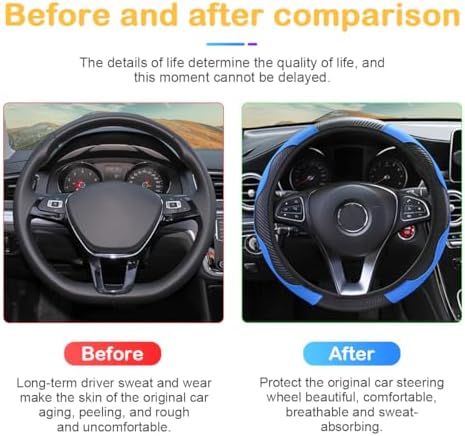 Osilly 15 Inch Carbon Fiber PU Leather Steering Wheel Cover - Image 5