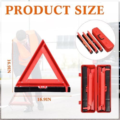 Kanayu 18 Pcs Warning Triangles Dot Reflective Foldable Emergency Safety - Image 2