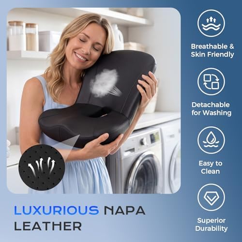 Coverado Car Seat Cushion and Lumbar Support Pillow One Piece, Napa Leather - Image 6